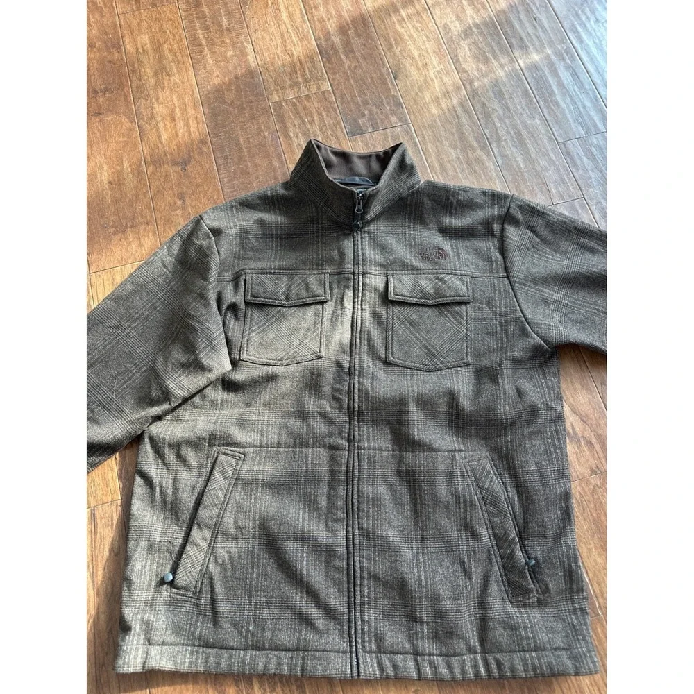 The North Face Plaid Fleece Full Zip Jacket Men's‎ XXL Vintage Tweed